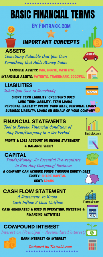 Important Basic Financial Terms Infographic, financial terms and concepts